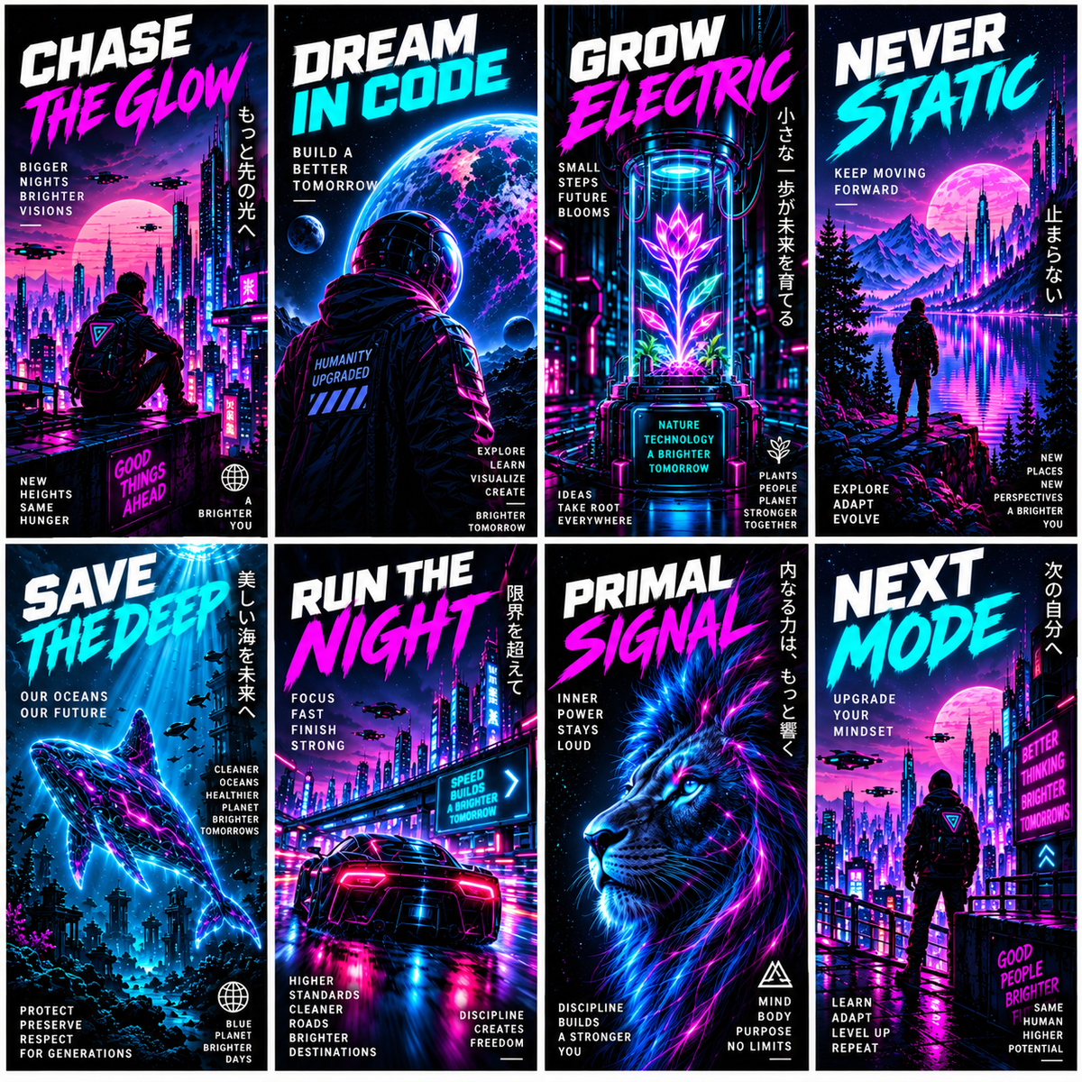 Cyberpunk Edition – 5 T-Shirt Design PNG Bundle | Digital Download