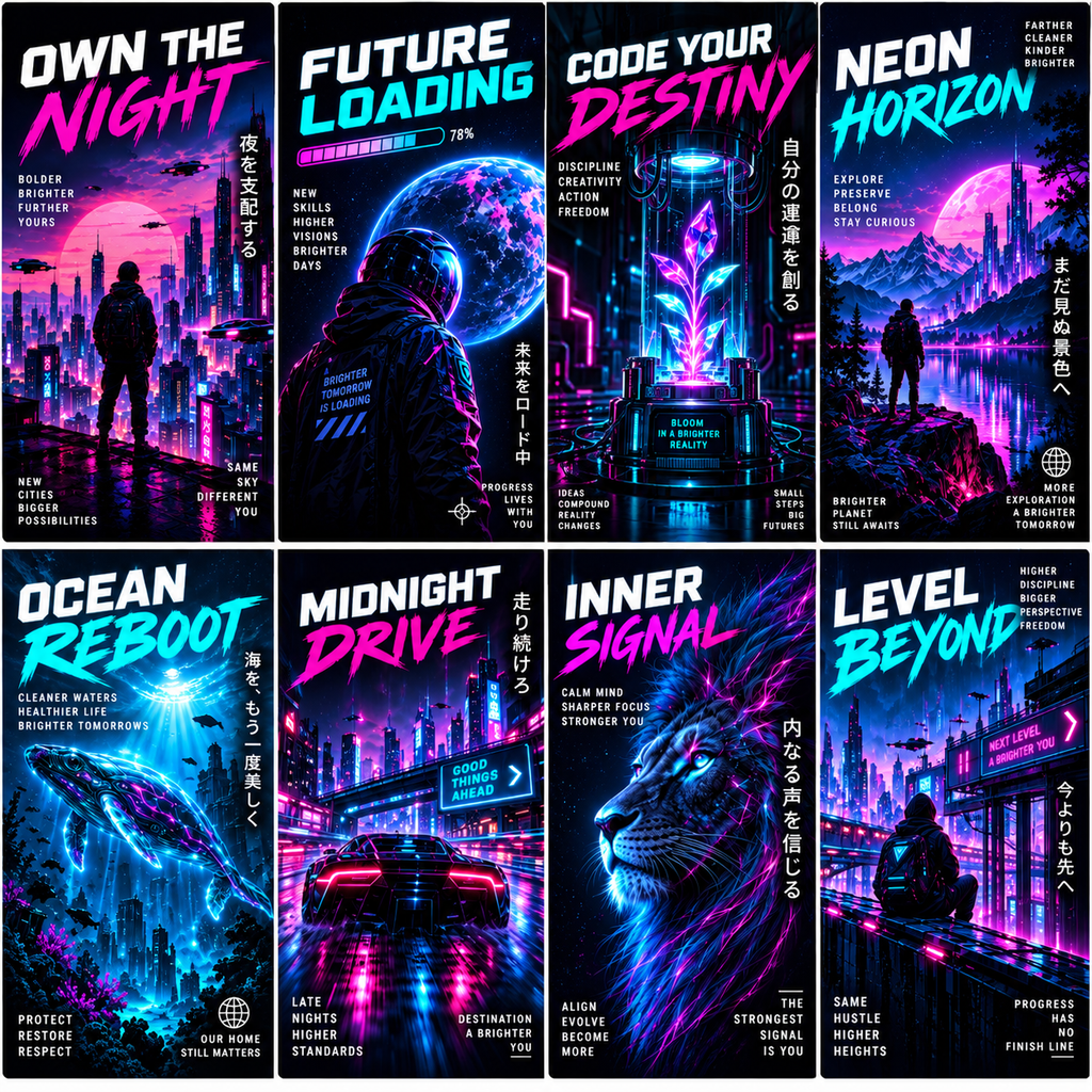 Cyberpunk Edition – 5 T-Shirt Design PNG Bundle | Digital Download
